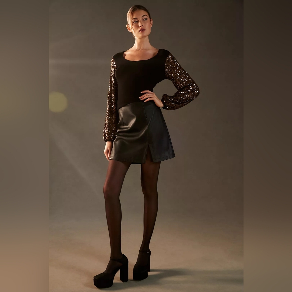 Anthropologie Bl-nk Sequin-Sleeve‎ Sweater